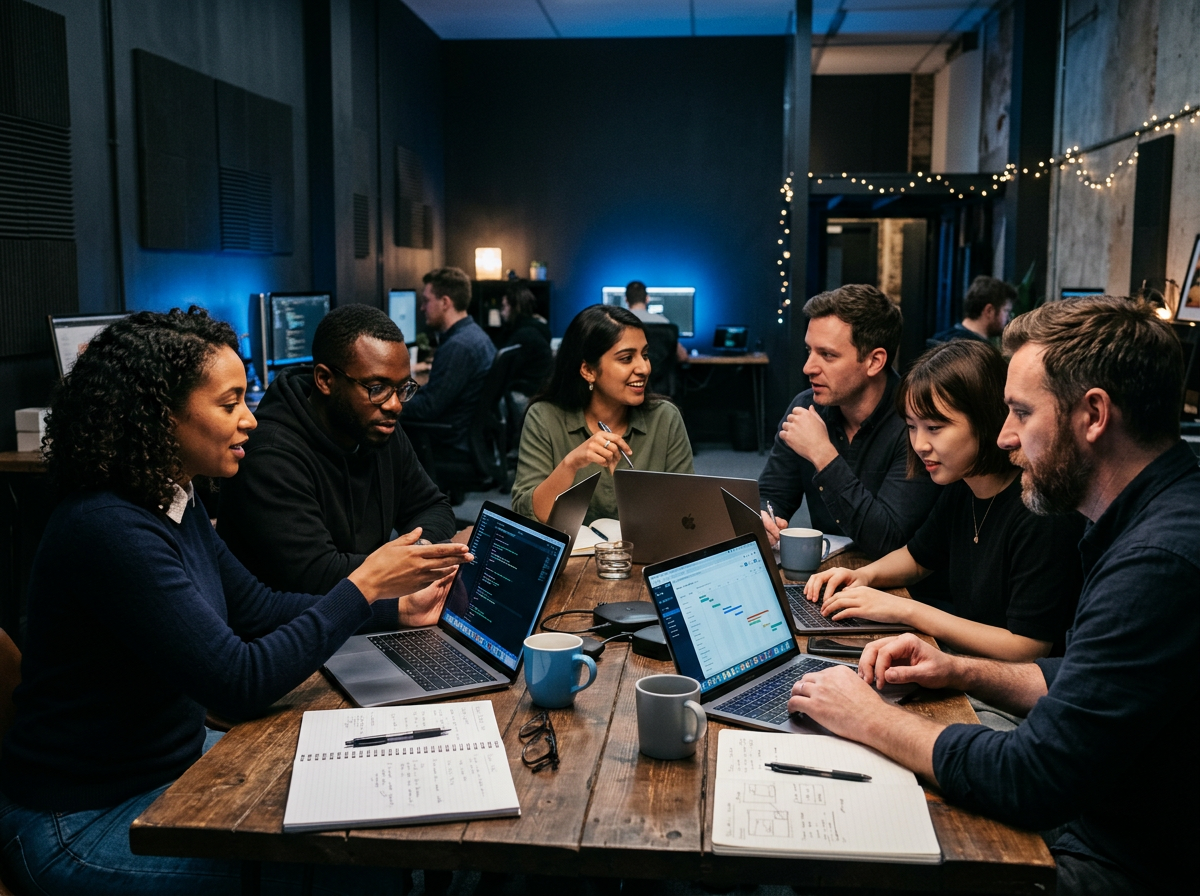 Infonex team collaborating on a digital project
